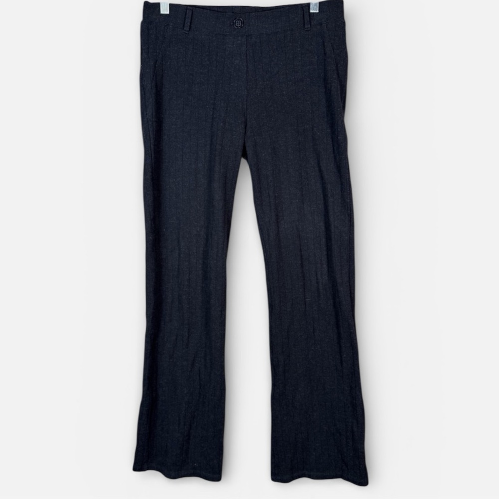 Betabrand Pants Womens Medium Gray Striped Straight‎ Leg Stretch Work Office